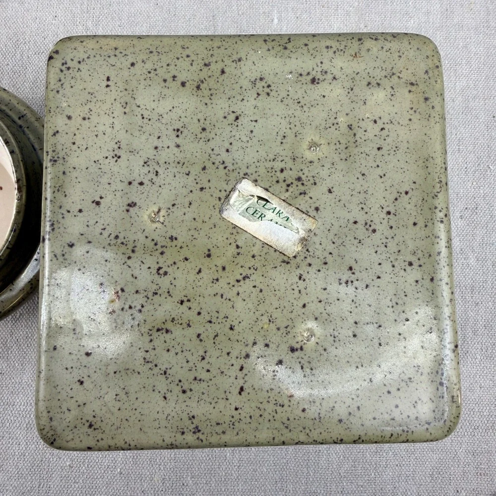 Vintage Clara's Ceramics Floral‎ Canister Set 3 Speckled Stoneware Retro Kitchen